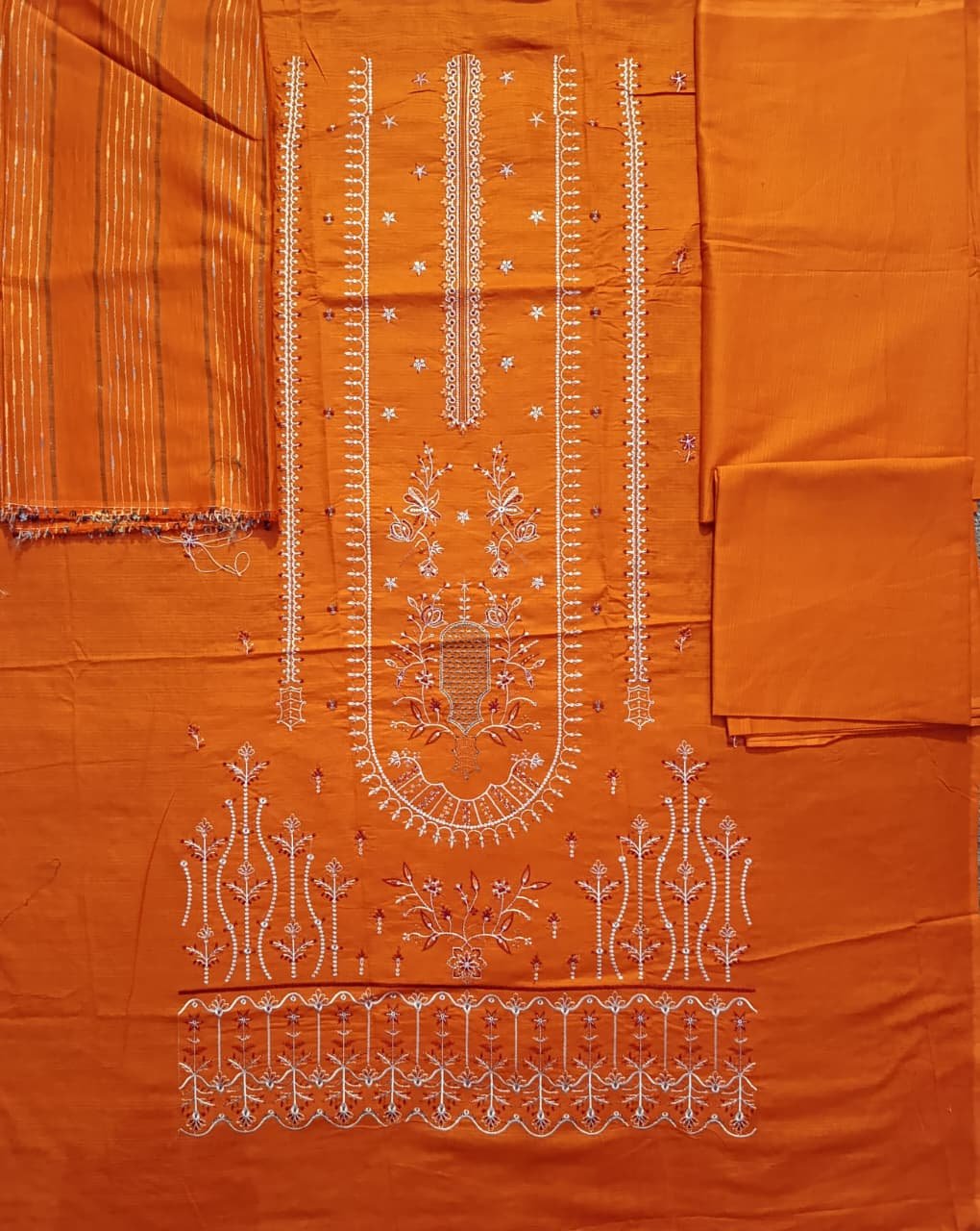 Orange Color | 3-Piece Embroidered Summer Lawn Suite - Image 2